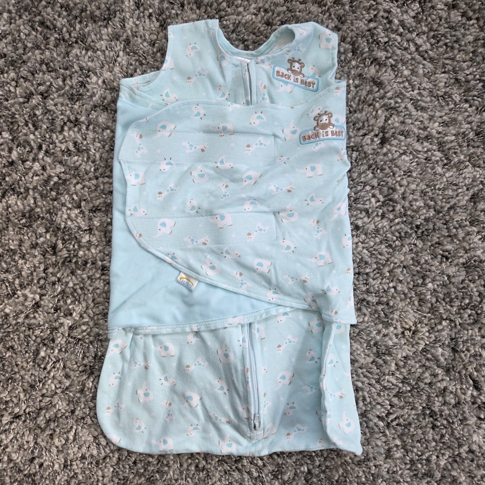 HALO SleepSack Swaddle Newborn- 3 Months Light Blue White Wearable Blanket